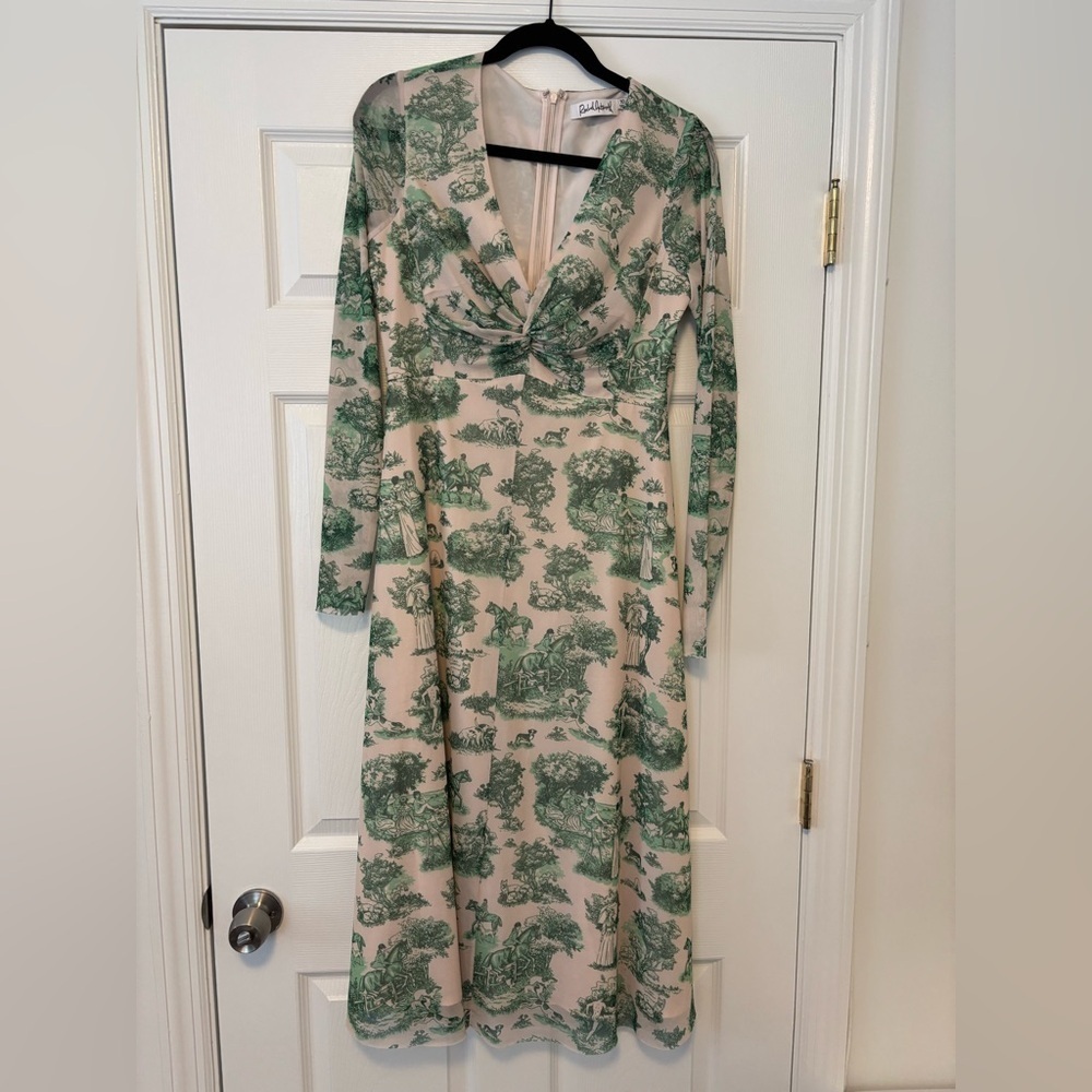 Rachel Antonoff Olivia Dress in Emerald Green Manhunt Toile - Picture 3 of 11